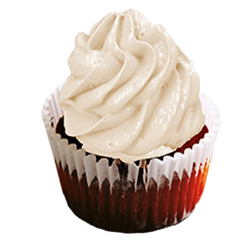 Red velvet cupcake with cream cheese frosting
